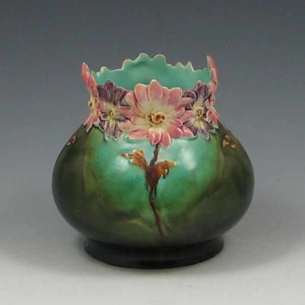 Appraisal: Majolica Floral Vase marked ''h tiny glaze chips on edge