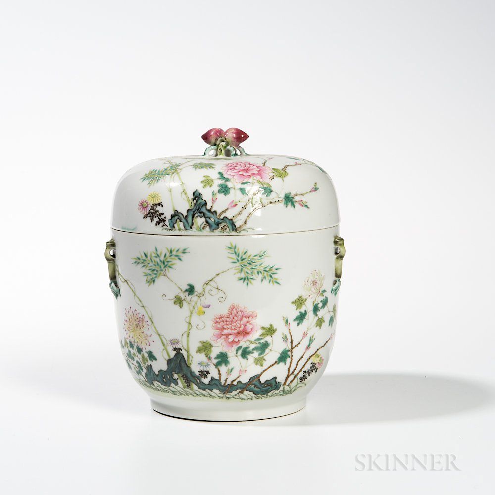 Appraisal: Famille Rose Covered Jar Famille Rose Covered Jar China late