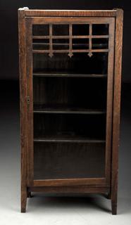 Appraisal: Arts Crafts Mission Single Door Bookcase Bookcase in quarter sawn