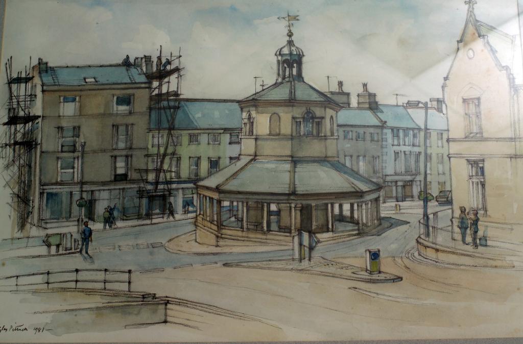 Appraisal: DOUGLAS PITTUCK th CENTURY BUTTERMARKET BARNARD CASTLE watercolour and charcoal