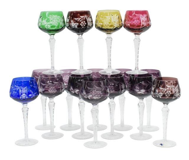 Appraisal: lot of Bohemian cut-to-clear matched assorted color wine glasses each