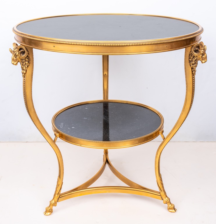 Appraisal: LOUIS XVI STYLE ORMOLU MARBLE GUERIDON TABLE Louis XVI style