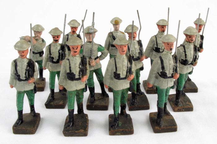 Appraisal: A GROUP OF GERMAN LINEOL PAINTED COMPOSITION TOY SOLDIERS marked