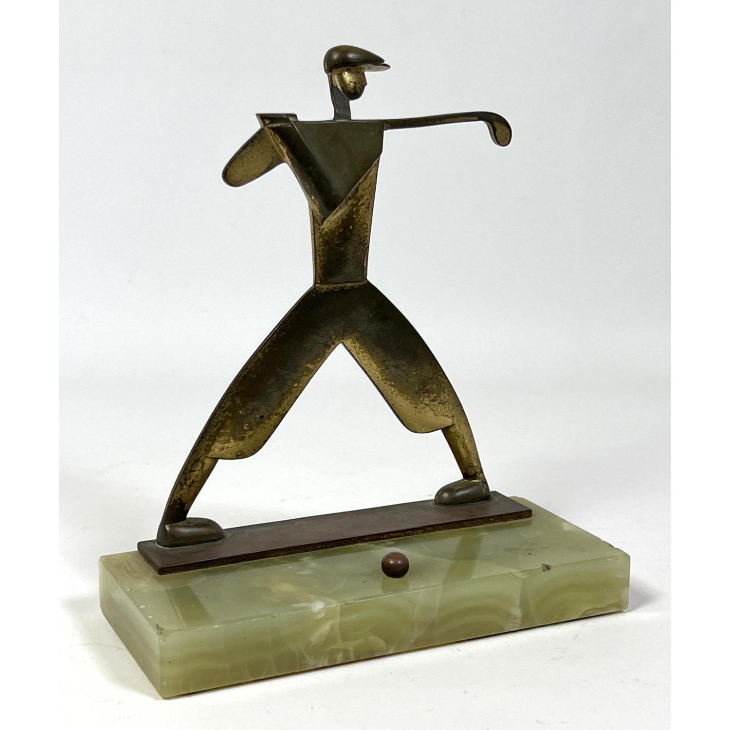 Appraisal: Wiener Werkstatte Hagenauer style Bronze Golf Bookend Golfer stands on