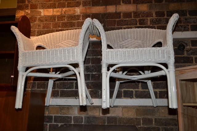 Appraisal: A PAIR OF WHITE PAINTED CANE CHAIRS