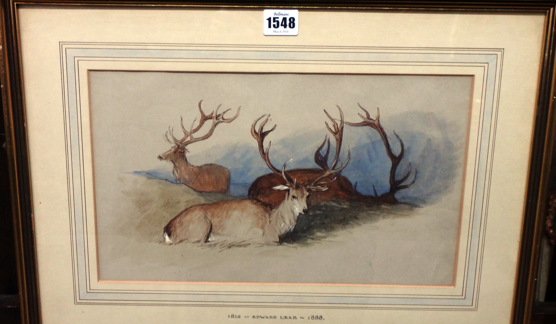 Appraisal: Attributed to Sir Edwin Landseer - Stags resting in a