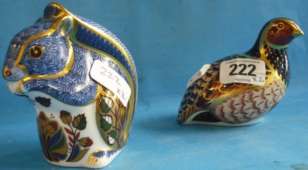 Appraisal: Royal Crown Derby Paperweights Debenhams Squirrel and Partridge boxed