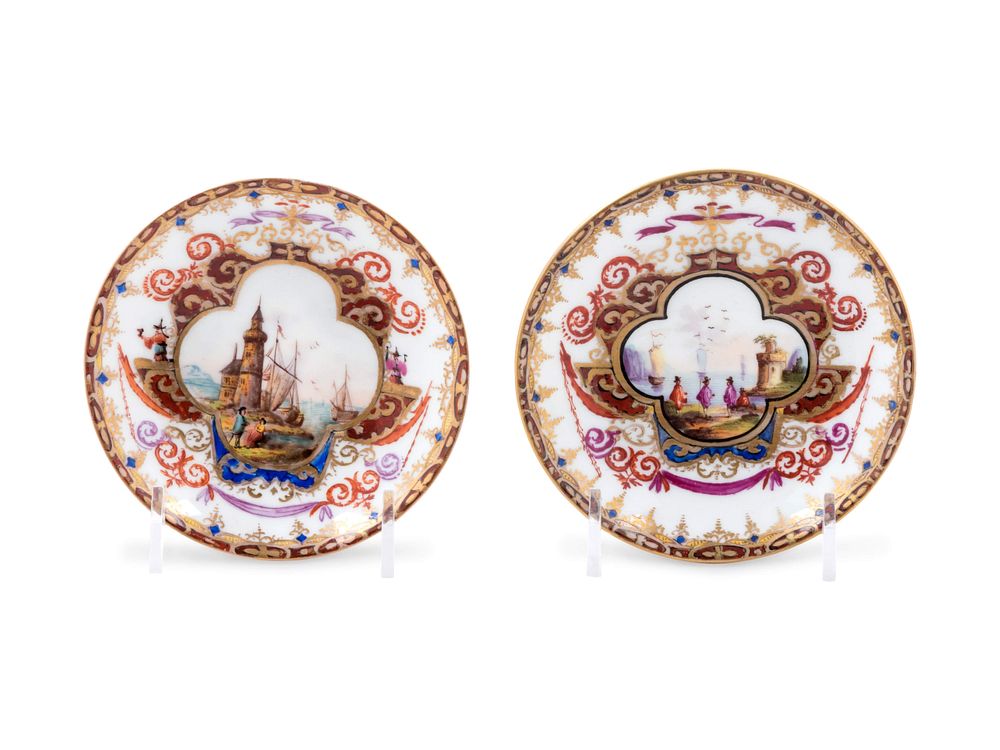 Appraisal: A Pair of Meissen Painted and Parcel Gilt Porcelain Dishes