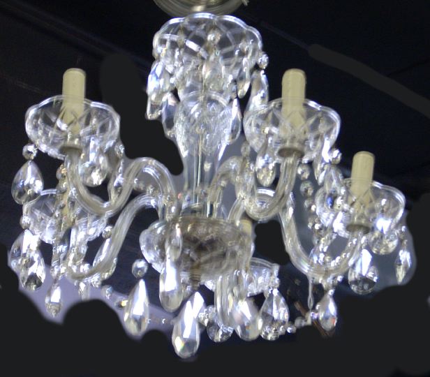 Appraisal: Diminutive Five-Light Crystal Chandelier each arm with star-cut bobeches and