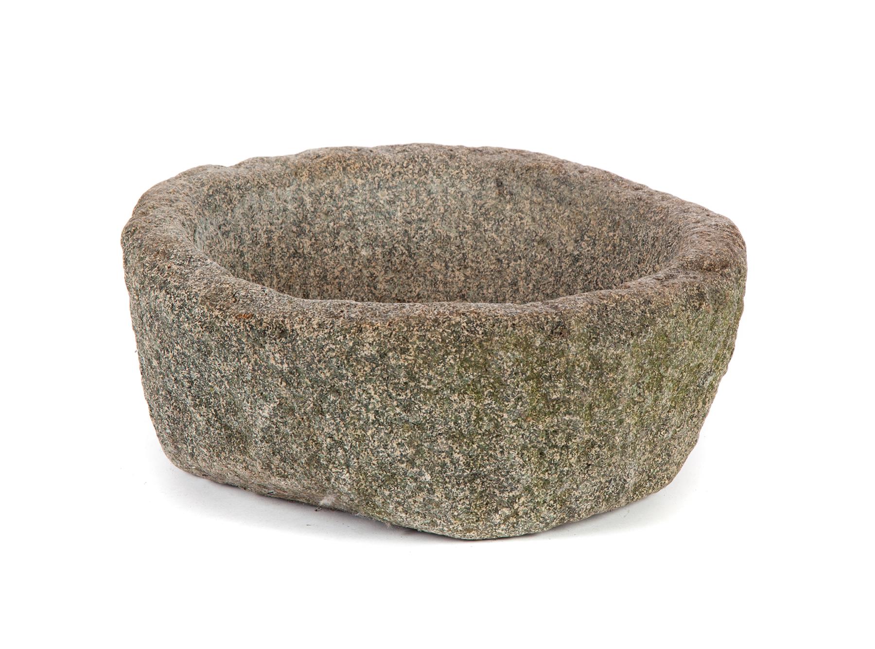 Appraisal: AMERICAN STONE BOWL Nineteenth century granite Thick walled with interior