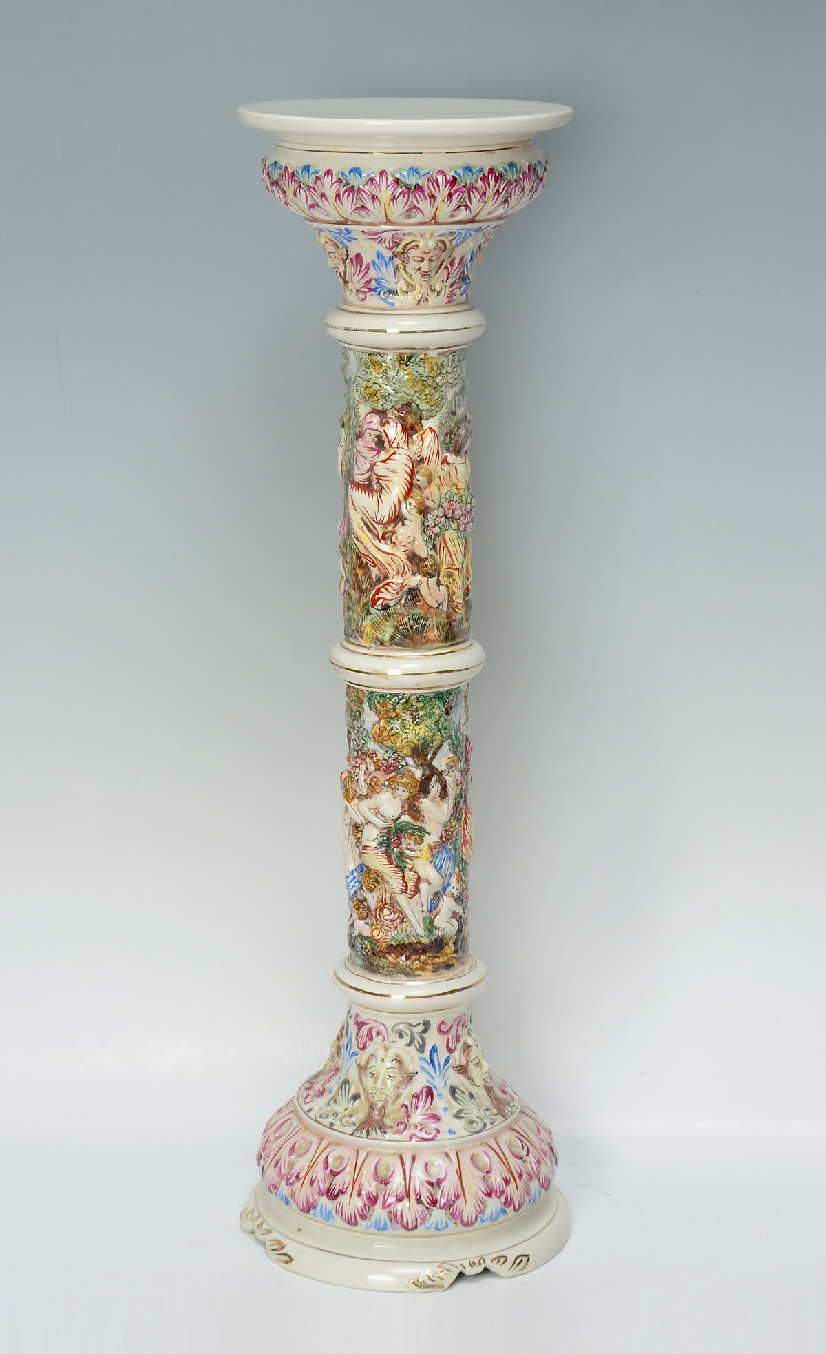 Appraisal: ITALIAN CAPODIMONTE PORCELAIN PEDESTAL Italian Capodimonte porcelain pedestal having overall