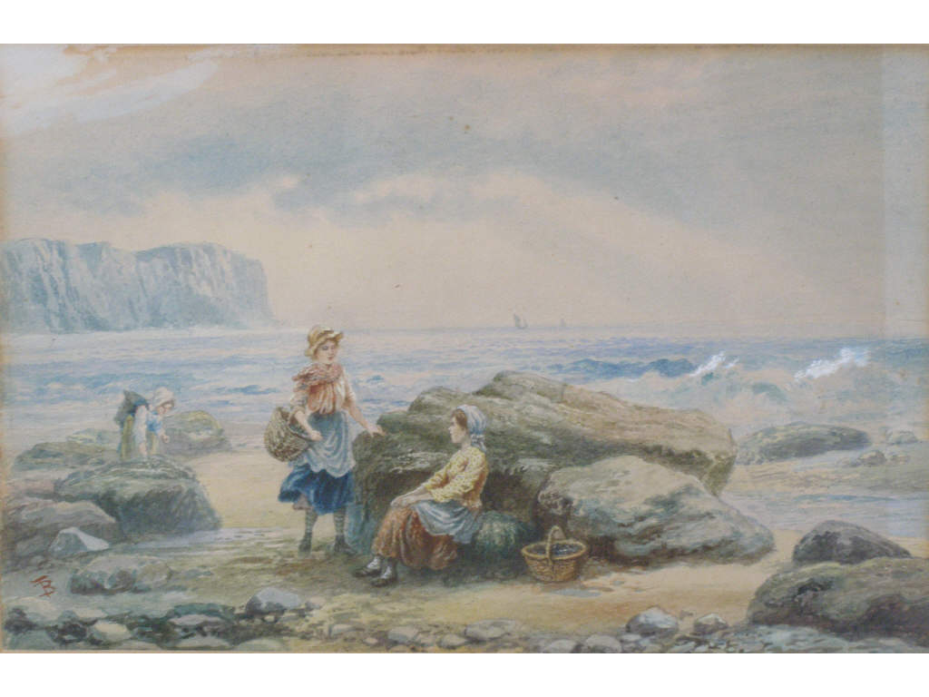 Appraisal: Thomas Baker Br - Mussel Gatherers watercolor on paper artist