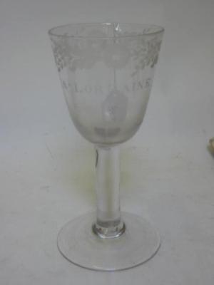 Appraisal: A WINE GLASS late th century the rounded flared cylindrical