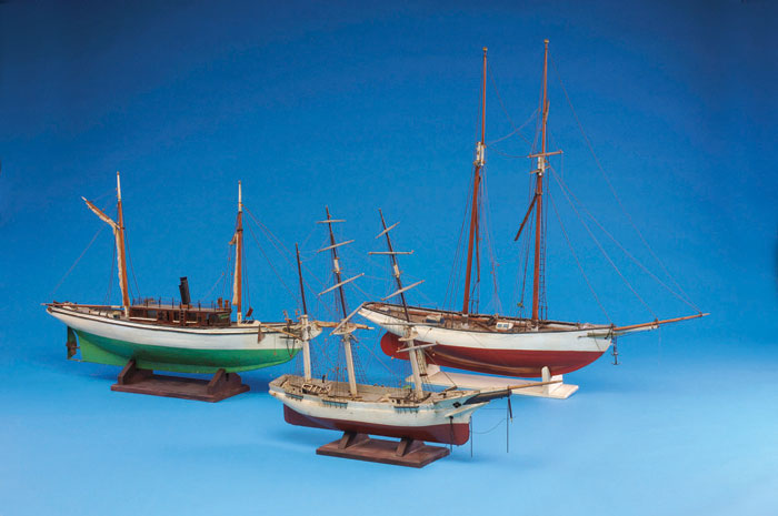 Appraisal: WOODEN MODEL OF AN AMERICAN SHIP The black painted solid