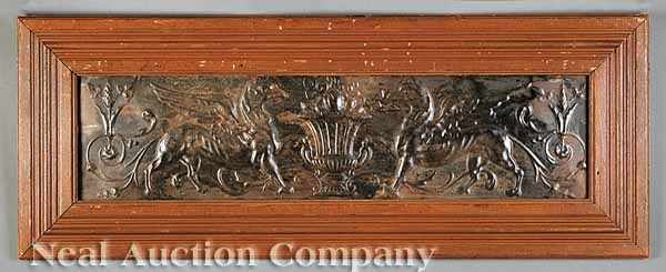 Appraisal: A Victorian Embossed Tin Panel mid- th c frieze with