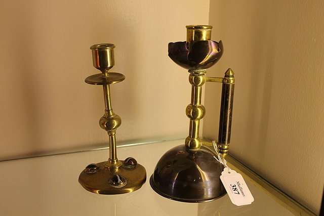 Appraisal: AN ARTS AND CRAFTS COPPER AND BRASS CANDLESTICKS probably designed