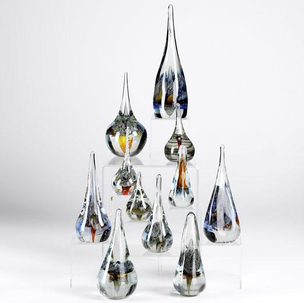 Appraisal: STEVEN MILDWOFF - Eleven teardrop shaped paperweights made for Miilropa