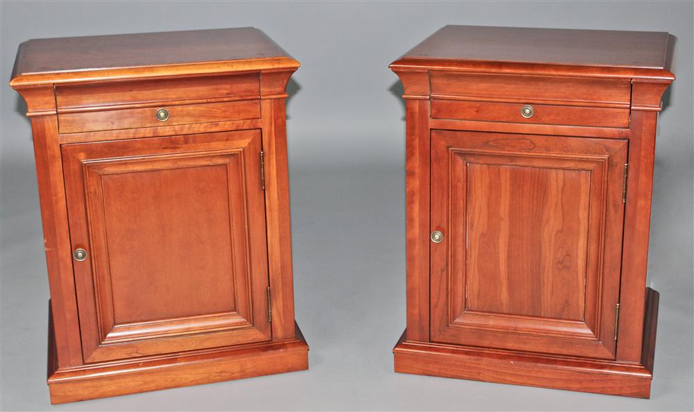 Appraisal: PAIR OF STAINED MAPLE BEDSIDE CABINETS ESTATE OF TOM CLANCY