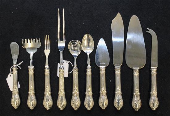 Appraisal: Sale Lot A Set of Ten Silver Handled Serving Articles