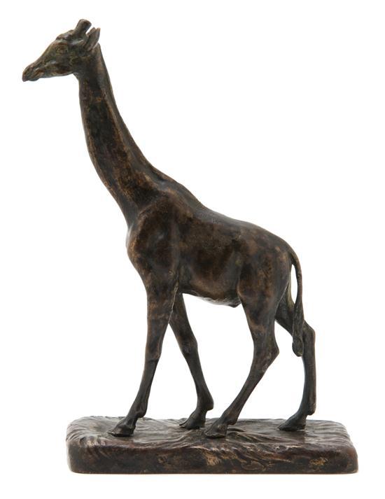 Appraisal: Bronze Giraffe After Alfred Barye th century the young giraffe