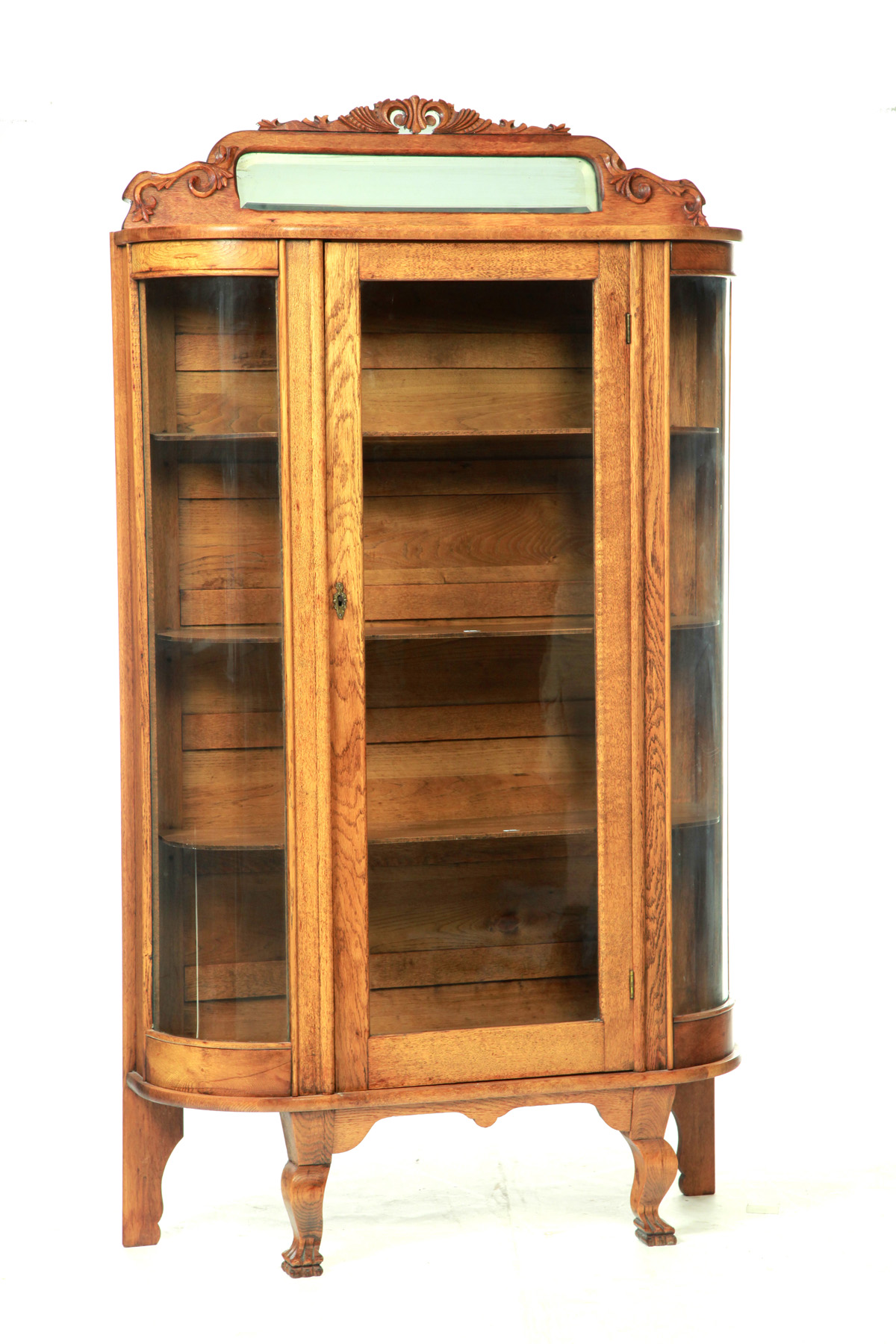 Appraisal: CURVED GLASS CHINA CABINET American st quarter- th century Oak