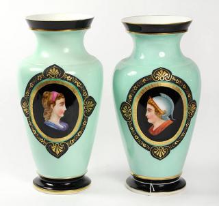 Appraisal: Pair of Old Paris porcelain urns in the Empire taste