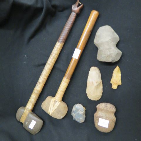 Appraisal: Indian Items axe mallet axe heads more pcs