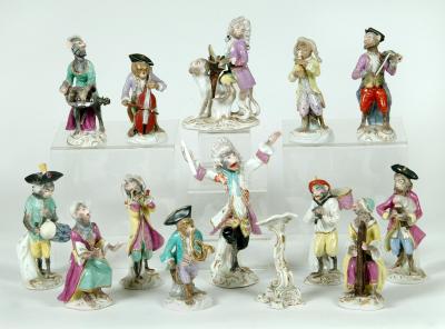 Appraisal: A GERMAN PORCELAIN MONKEY BAND th century comprising twelve musicians