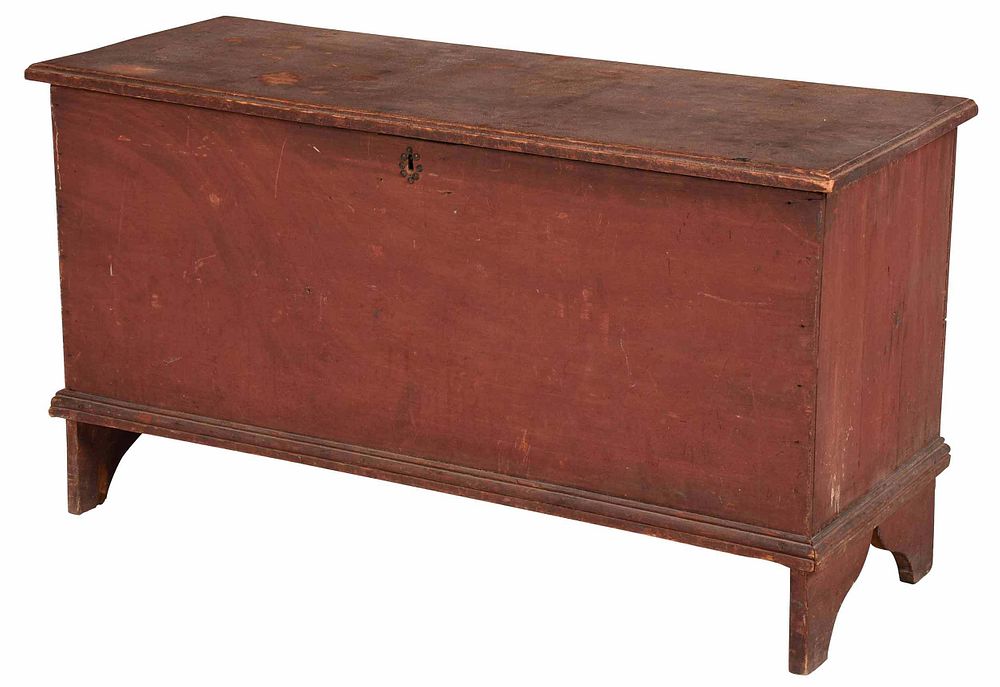 Appraisal: Early New England Red Painted Six Board Chest th century