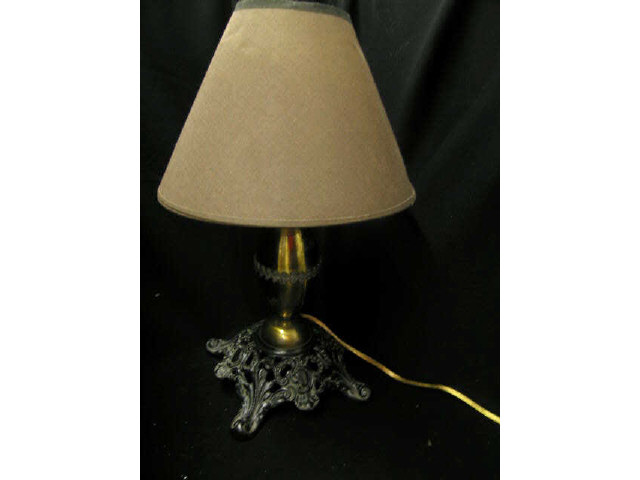 Appraisal: Antique Brass Iron Table Lamp