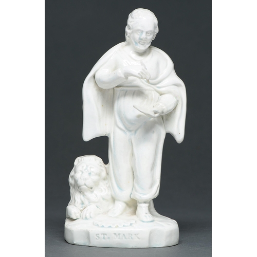 Appraisal: A Staffordshire white glazed earthenware figure of St Mark from