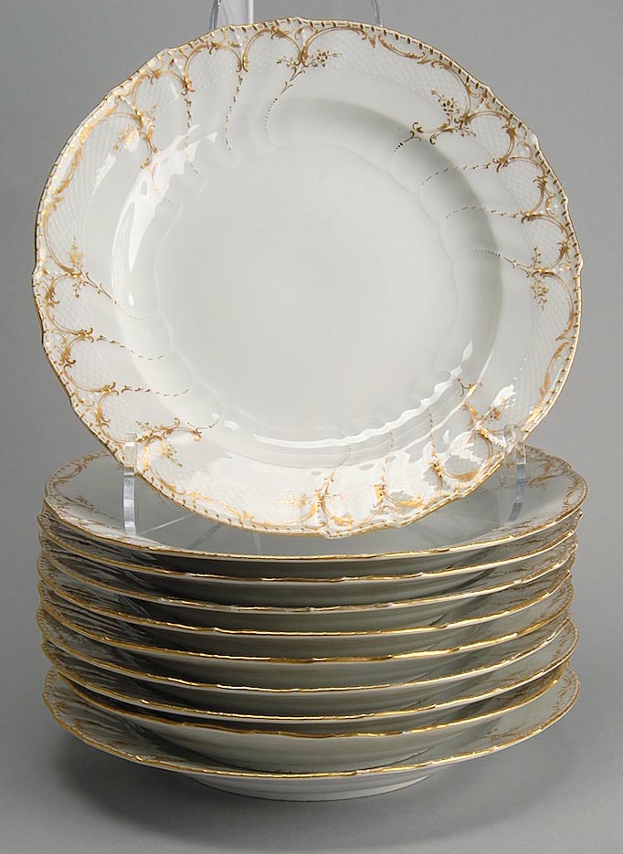 Appraisal: SET OF TEN KPM PORCELAIN SHALLOW BOWLS with gold decoration