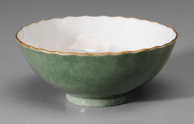 Appraisal: Green-Glazed Ceramic Bowl Chinese possibly Daoguang period - unusual mottled