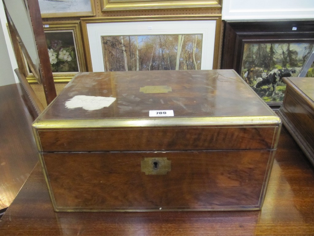 Appraisal: Victorian walnut and brass bound lap desk