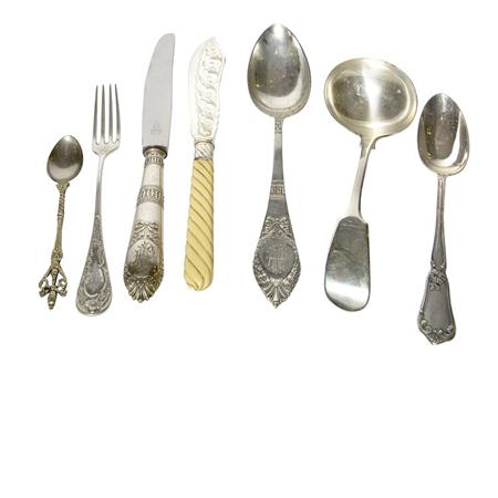 Appraisal: Assembled Group of Continental Silver Flatware Articles Together with a