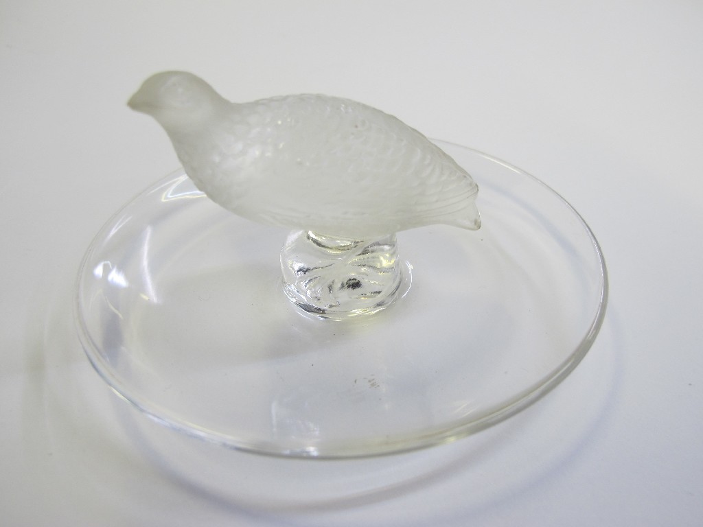 Appraisal: Lalique pin dish with central quail figure