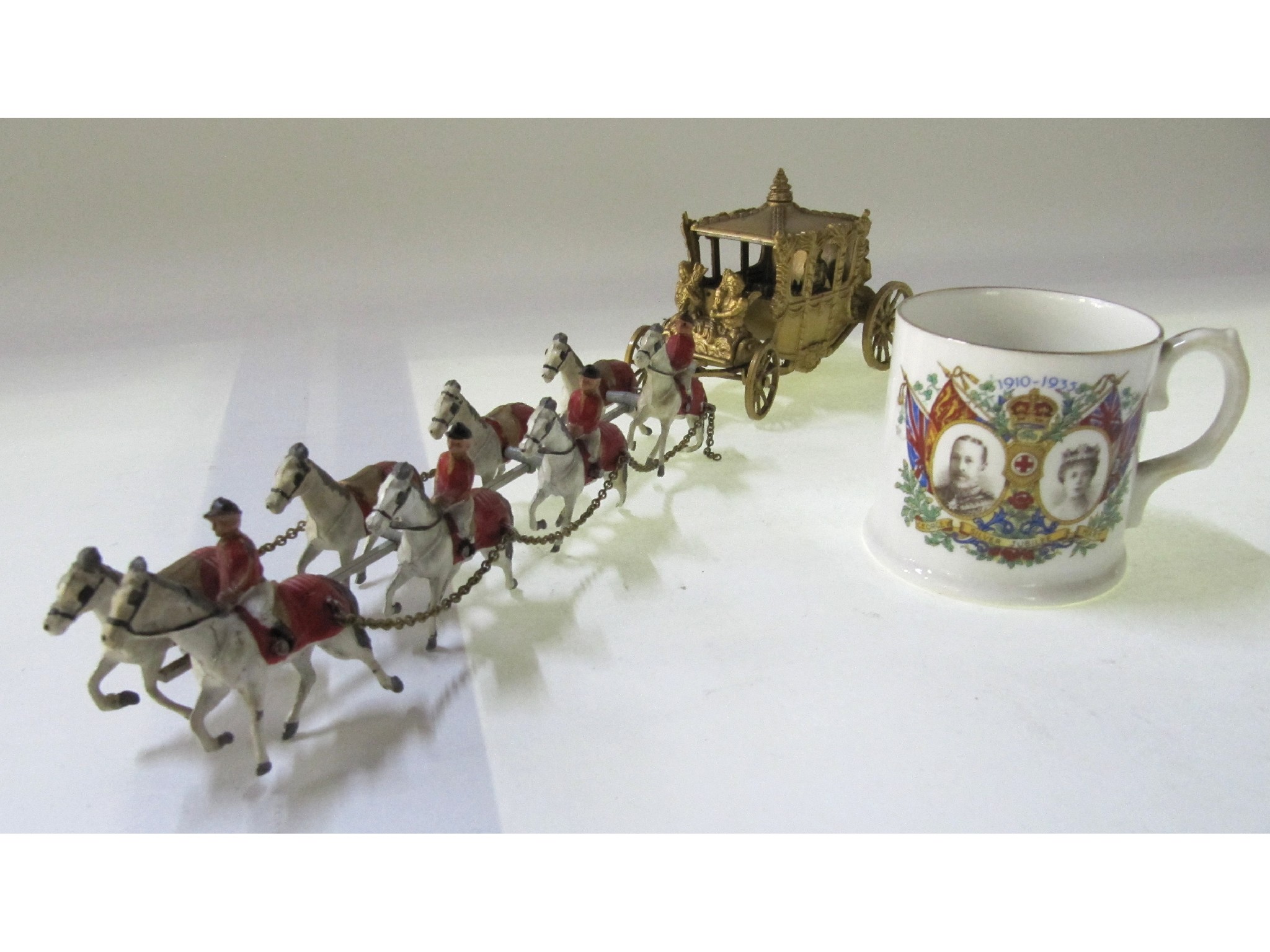 Appraisal: A lot comprising a model coronation coach and horses and