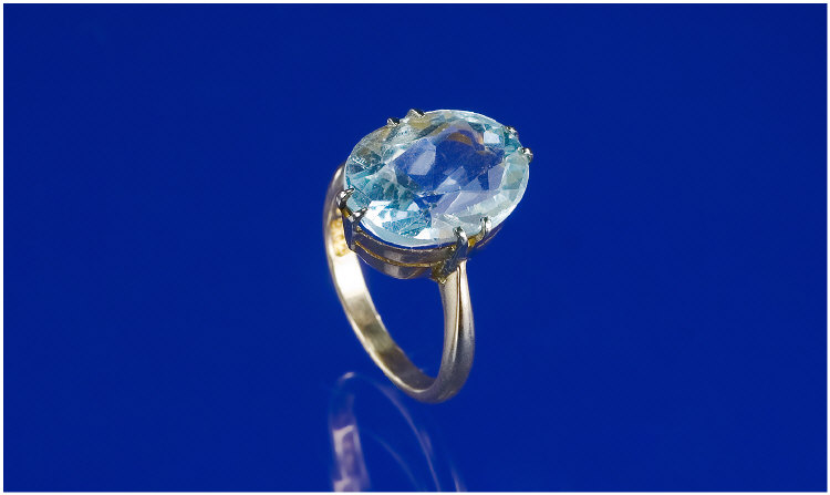 Appraisal: ct Gold Ring Set With A Blue Oval Faceted Stone