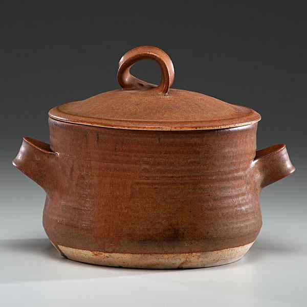 Appraisal: Karen Karnes USA Lidded Casserole ca Stoneware ht dia in