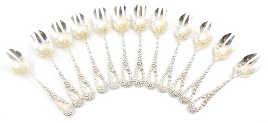 Appraisal: STERLING silver Set of twelve Durgin Chrysanthemum pattern ice cream