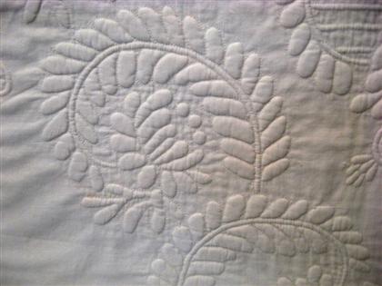 Appraisal: Trapunto linen pillow sham probably pennsylvania early th century Worked