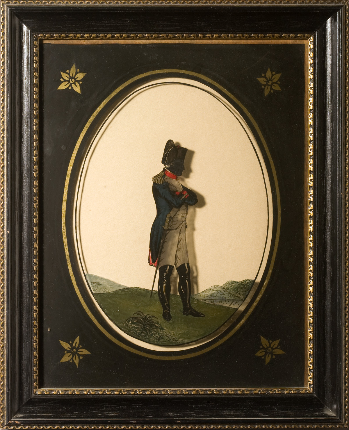 Appraisal: REVERSE PAINTING ON GLASS OF NAPOLEON STANDING In an oval