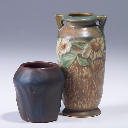 Appraisal: Two pieces to include a ROSEVILLE Dahlrose vase and a