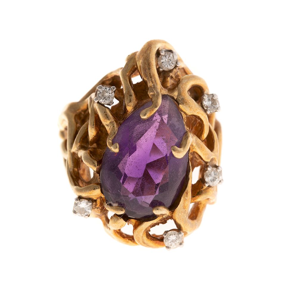 Appraisal: A Ladies Amethyst Diamond Ring in K Gold K yellow