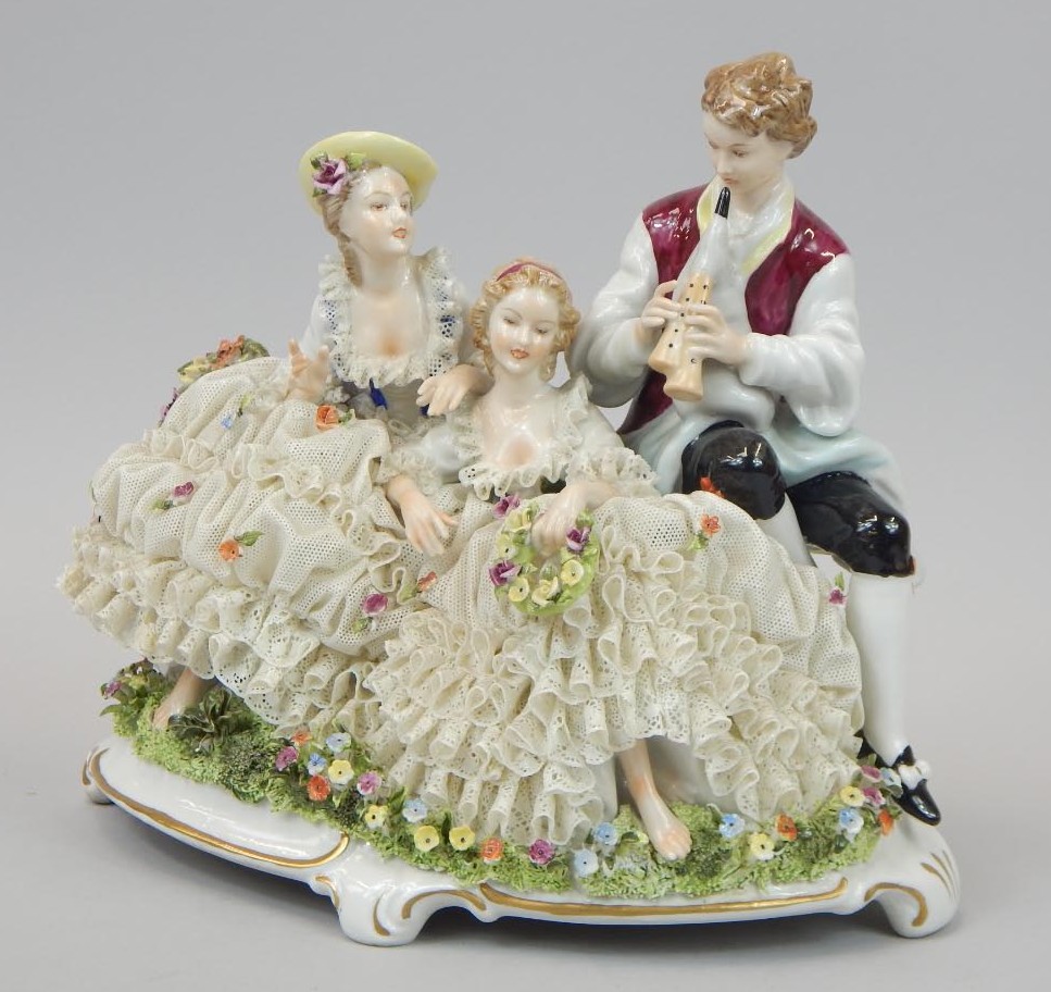 Appraisal: A German Dresden style crinoline figure in the form of