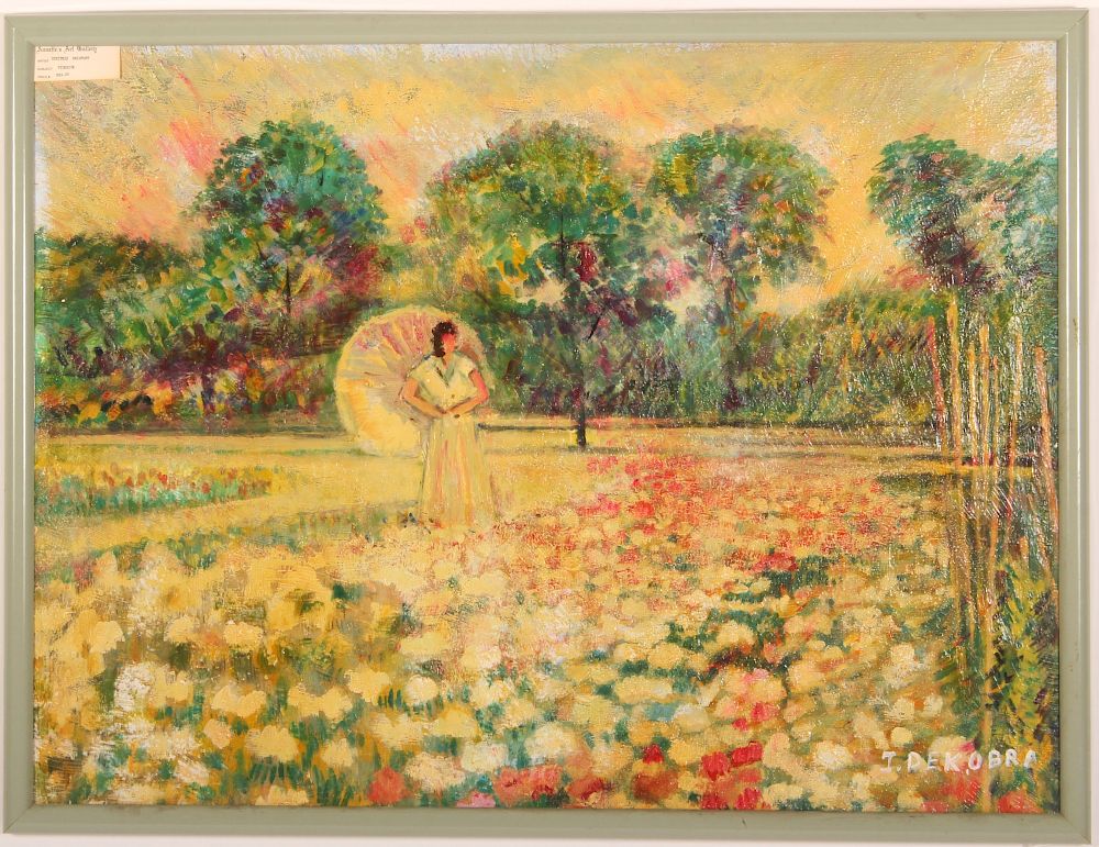 Appraisal: J Dekobra th C Walking in Flower Field O C