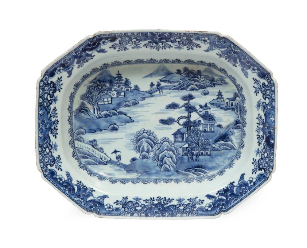 Appraisal: Chinese Export Blue and White Porcelain Deep Dish Octagonal Platter