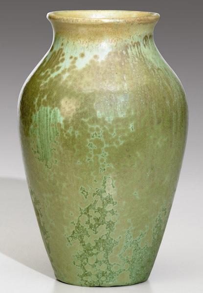 Appraisal: FRED H ROBERTSON LOS ANGELES Vase covered in verdigris crystalline