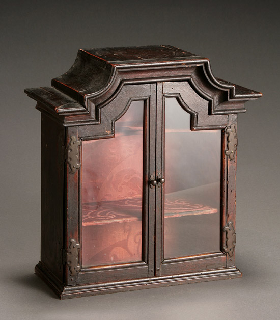 Appraisal: Continental Rococo Walnut Hanging Cabinet Last Half th Century The