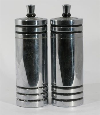 Appraisal: A pair of Chase electroplated cocktail shakers stamped marks cm